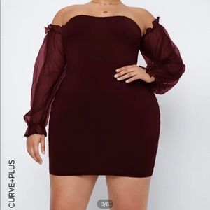 Plus Size Mesh Sleeve Dress